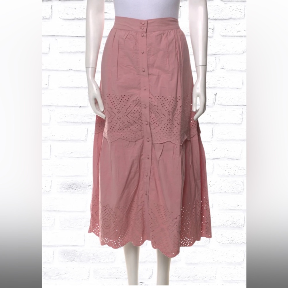 Sea New York Embroidery Tiered Midi Skirt